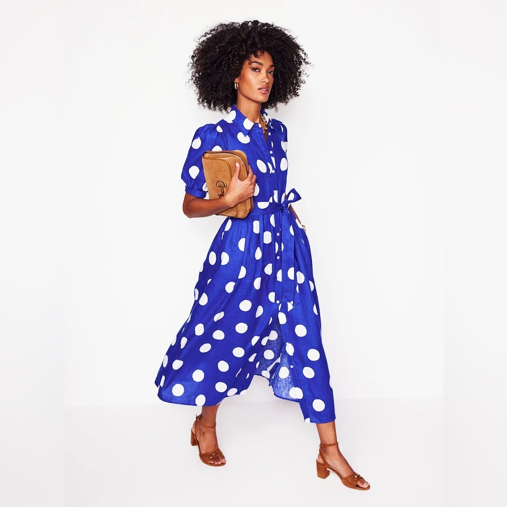 Boden Blue Alexa Linen Maxi Shirt Dress